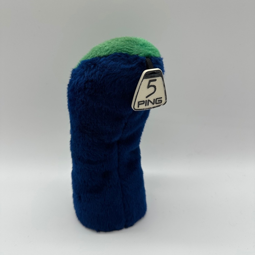 Vintage Ping Golf Club Headcover Plush Fuzzy 5-Wood Head Cover Furry Green Blue